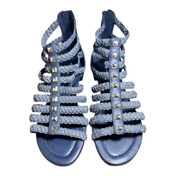 Marc Fisher Blue Gladiator Sandals w/ Back Zipper - Picture 4 of 6